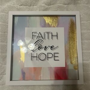 Faith Love Hope Wall Art - White and Gold